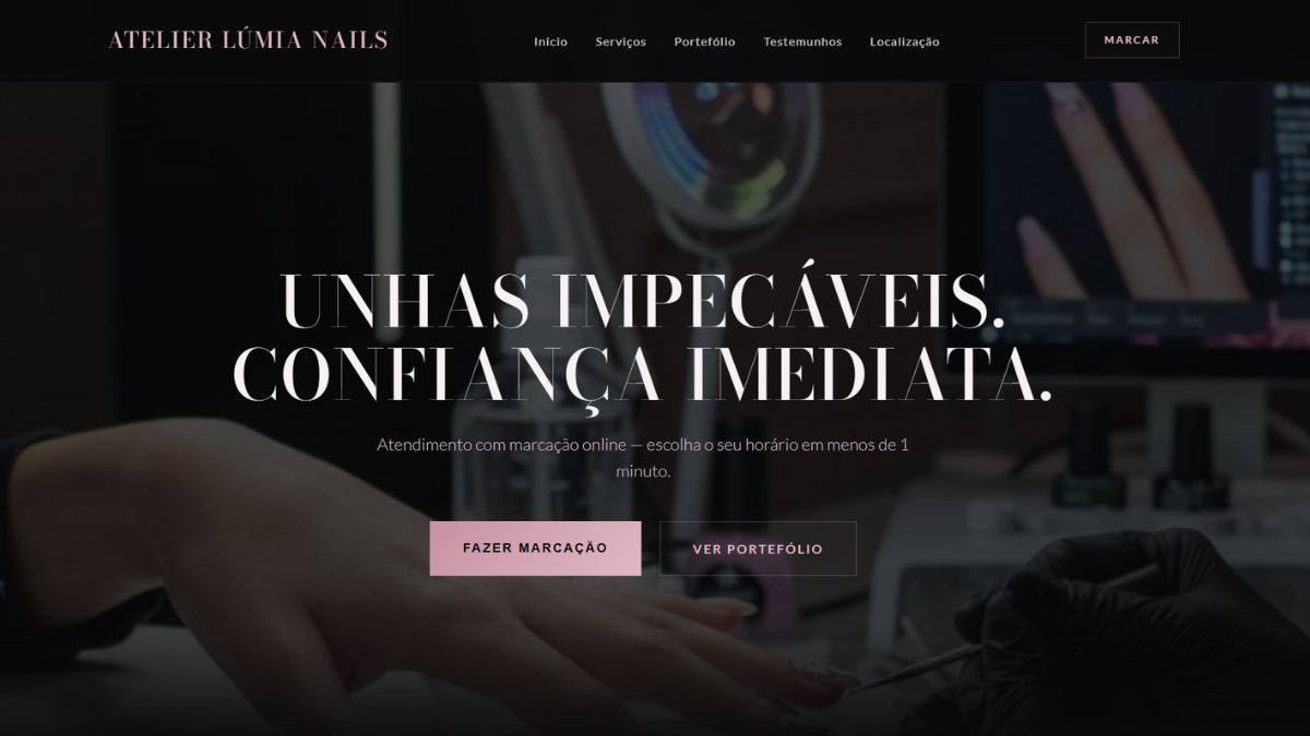 Landing page para Atelier Lúmia Nails