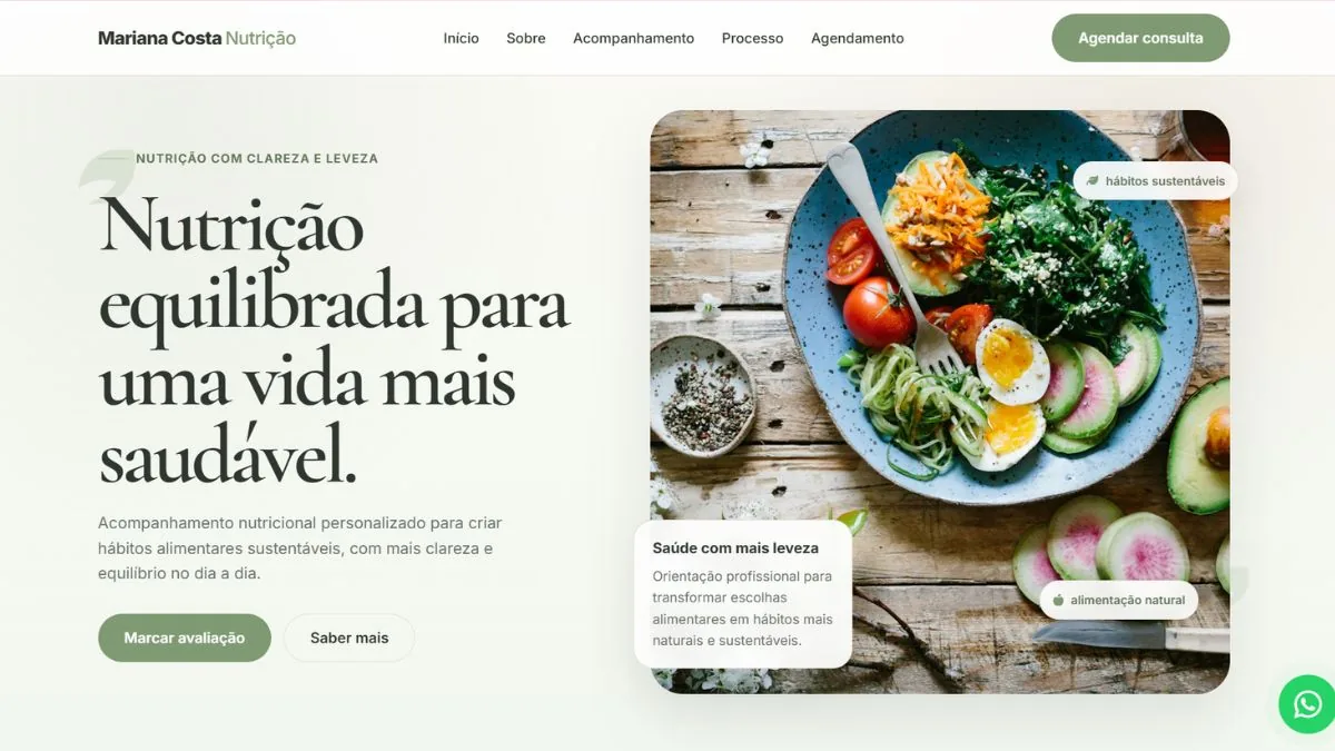 Protótipo de landing page para nutricionista